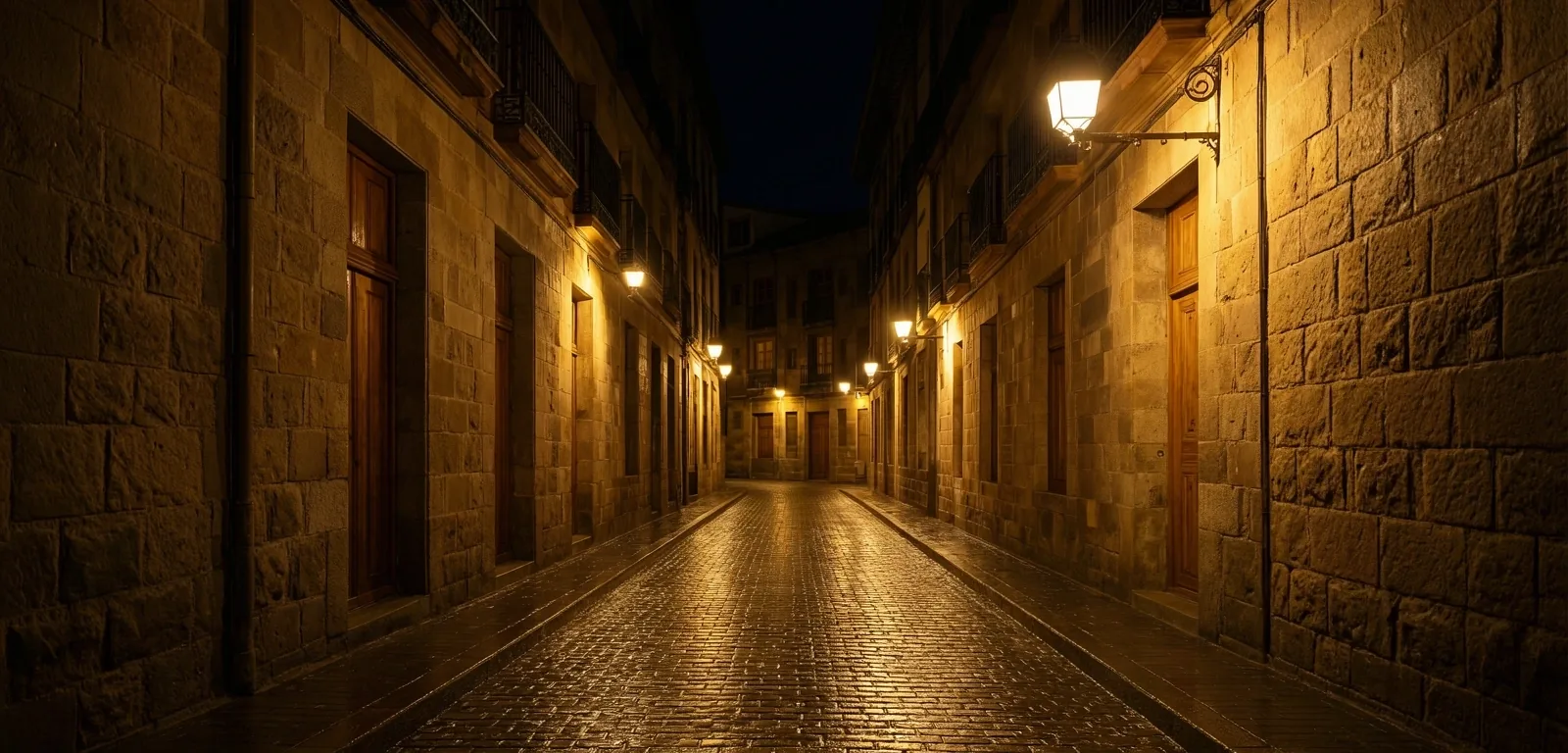 Bilbao's historical district at night