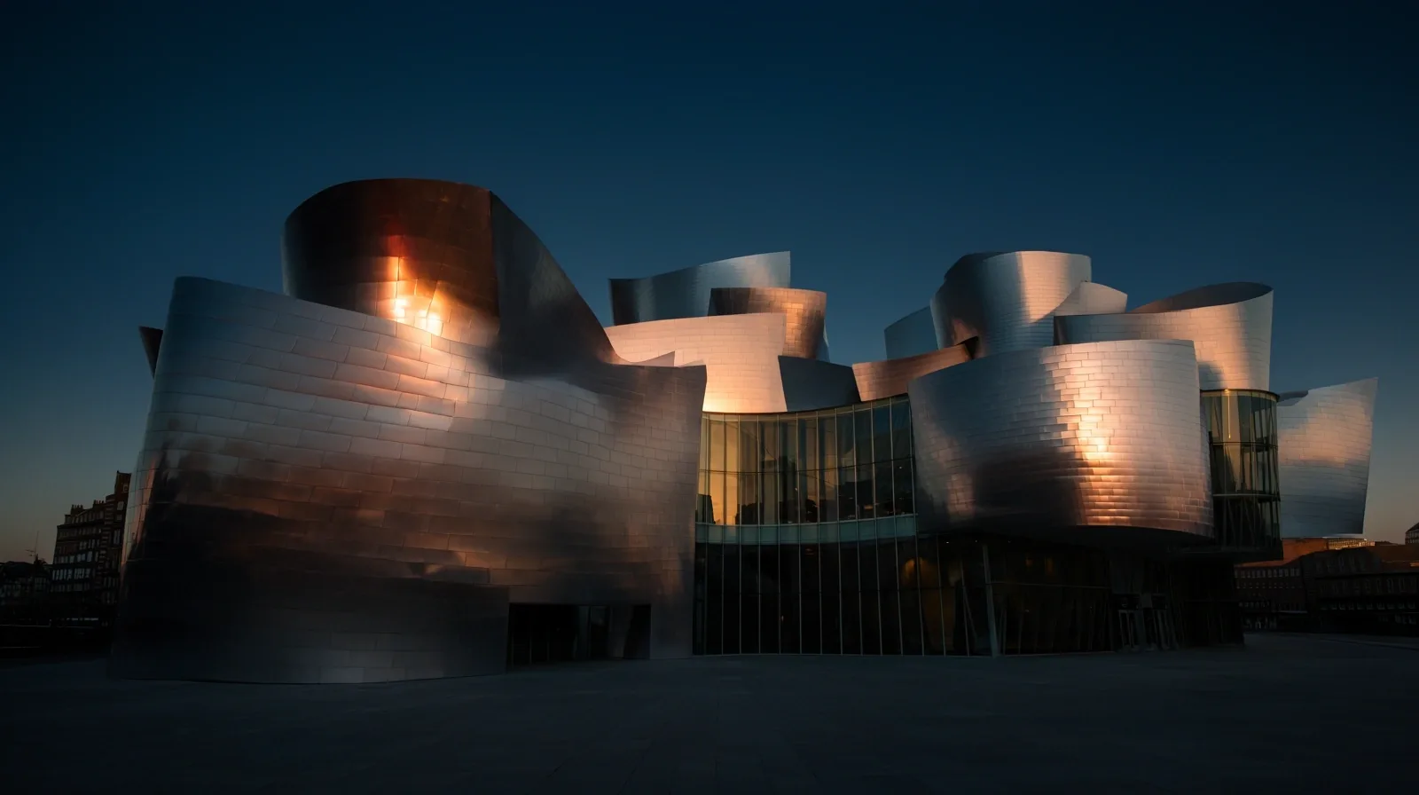 The architectural curves of the Guggenheim Museum Bilbao