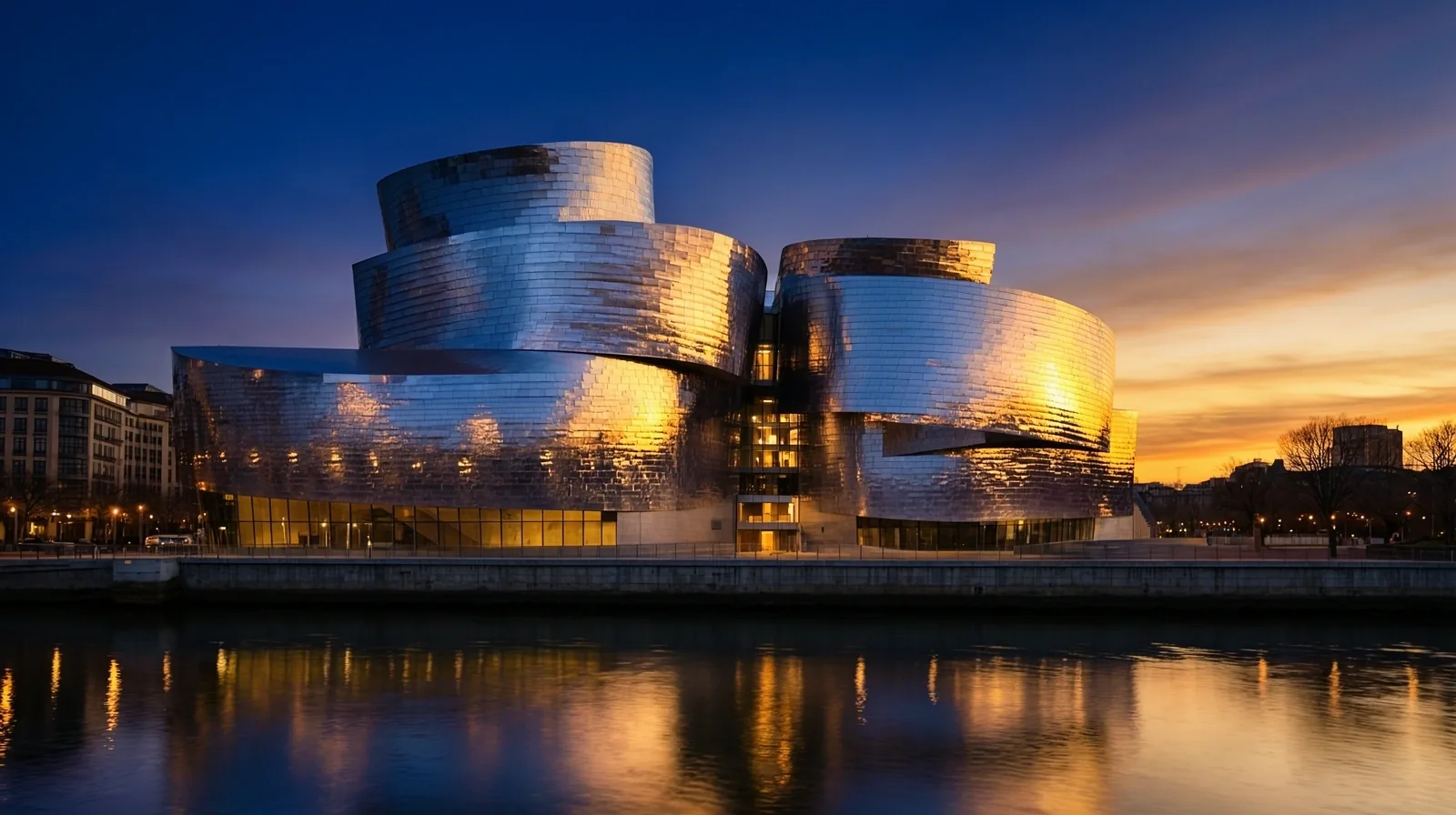 Guggenheim Museum Bilbao at twilight